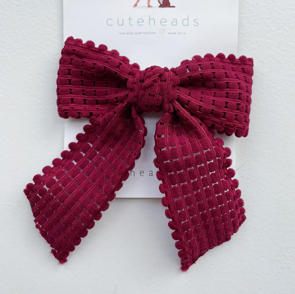 Long Crochet Bow with with Alligator Clips