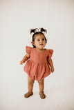 infant girls blush rose bubble romper