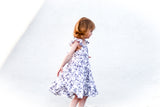 Girl’s Boho Black and white Floral Cotton Flutter Sleeve Peasant Dress
