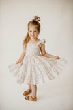 Girl’s Boho Ditsy Floral Cotton Flutter Sleeve Peasant Dress
