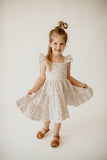 Girl’s Boho Ditsy Floral Cotton Flutter Sleeve Peasant Dress