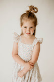Girl’s Boho Ditsy Floral Cotton Flutter Sleeve Peasant Dress