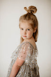 Girl's Gray Tulle with Gold Stars Twirl Party Dress