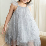 silver sequin tulle party dress