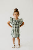 Girl’s Hunter Green Christmas Plaid Dress with Ruffle Collar