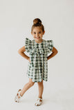 Girl’s Hunter Green Christmas Plaid Dress with Ruffle Collar