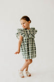 Girl’s Hunter Green Christmas Plaid Dress with Ruffle Collar