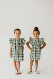 Girl’s Hunter Green Christmas Plaid Dress with Ruffle Collar