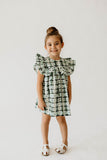 Girl’s Hunter Green Christmas Plaid Dress with Ruffle Collar