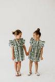 Girl’s Hunter Green Christmas Plaid Dress with Ruffle Collar