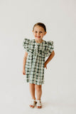 Girl’s Hunter Green Christmas Plaid Dress with Ruffle Collar