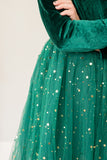 Girl's Green Velvet and Tulle Christmas Holiday Dress
