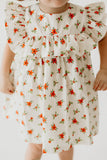 Girl’s Ivory Holly Print Christmas Dress with Ruffle Collar