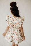 Girl’s Ivory Holly Print Christmas Dress with Ruffle Collar