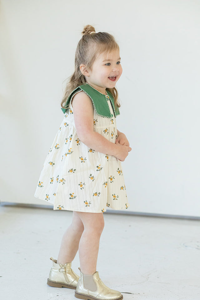 little girls ivory floral muslin cotton sun dresslittle girls ivory floral muslin cotton sundress