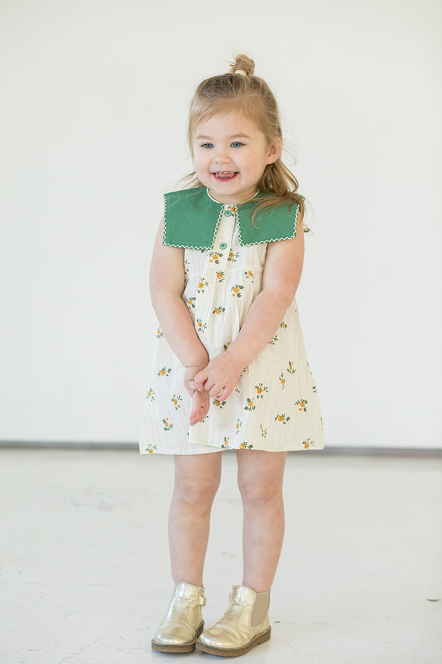 little girls ivory floral muslin cotton sundress