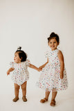 Girl's Rainbow Hearts White Tulle Confetti Party Dress