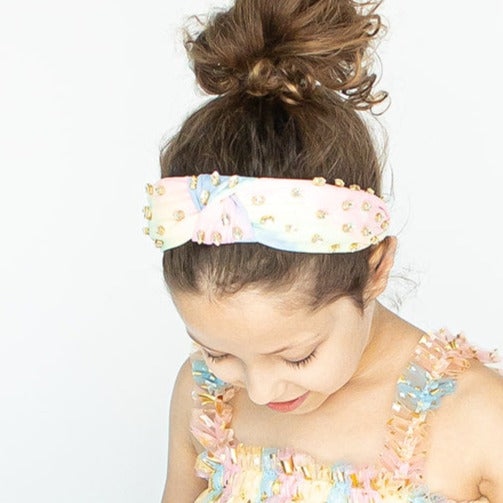 Bejeweled Tie Die Jersey Topknot Headband
