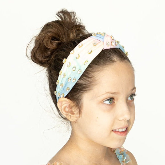 Bejeweled Tie Die Jersey Topknot Headband