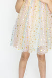 Girl's Rainbow Sparkly Tulle Metallic Star Twirl Dress