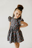 girls navy christmas light dress
