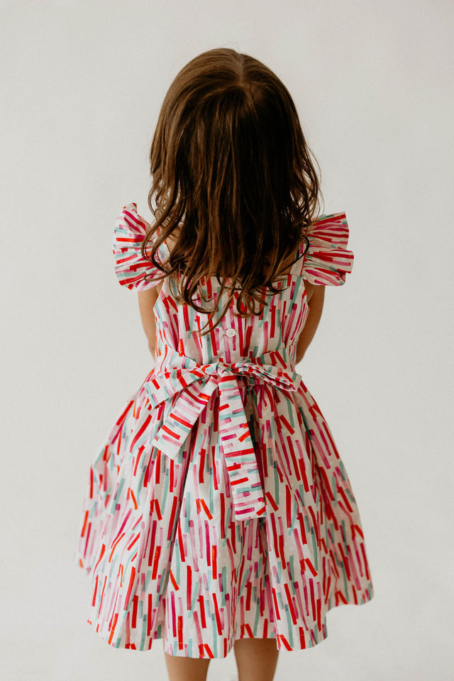 Girl’s Pink Christmas Flutter Sleeve Dress