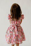 Girl’s Pink Christmas Flutter Sleeve Dress