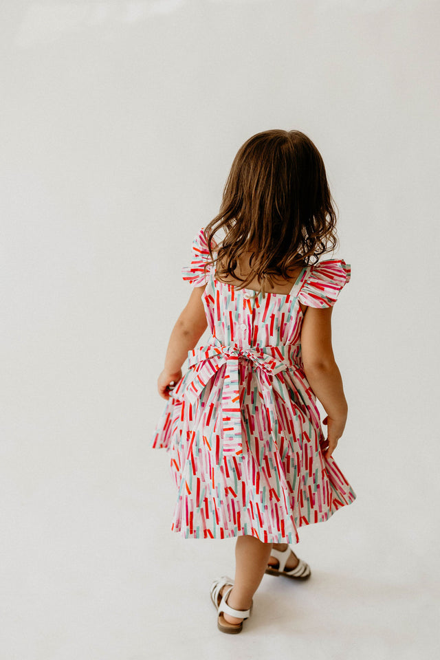 Girl’s Pink Christmas Flutter Sleeve Dress