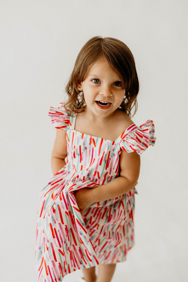 Girl’s Pink Christmas Flutter Sleeve Dress