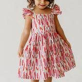 Girl’s Pink Christmas Flutter Sleeve Dress