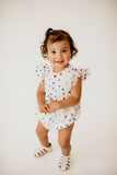 Infant Girls White Rainbow Hearts Tulle Bubble Romper