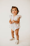 Infant Girls White Rainbow Hearts Tulle Bubble Romper