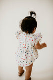 Girl's Rainbow Hearts White Tulle Confetti Party Dress