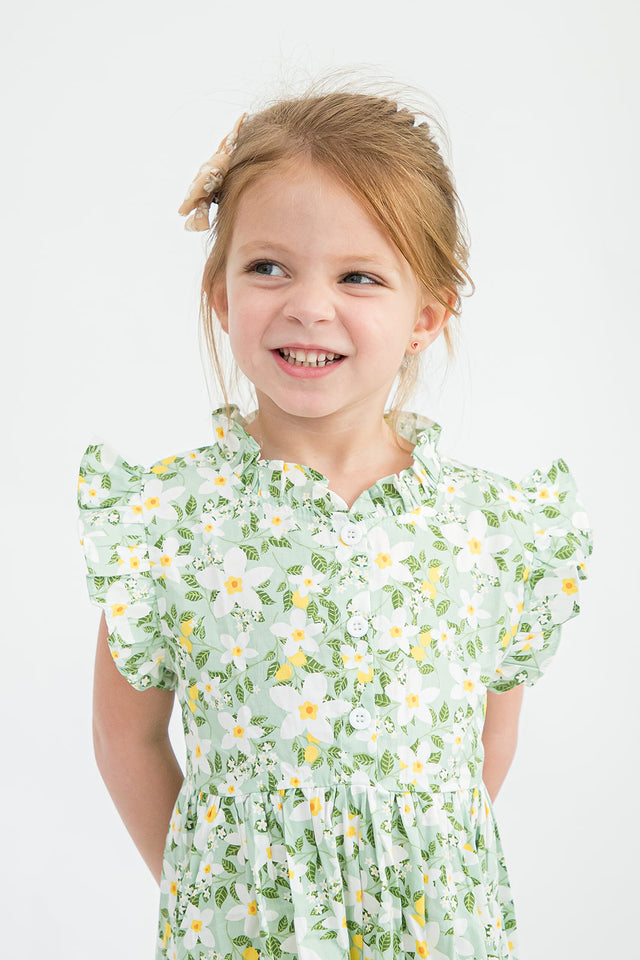 girls green garden party dress