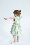 Girl’s Light Green and Yellow Floral Ruffle Button-Down Dress