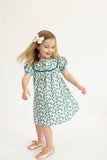 Floral Double Gauze Ivory Eyelet Bow with Alligator Clips