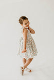 Girl’s White Christmas Print Flutter Sleeve Dress
