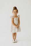 Girl’s White Christmas Print Flutter Sleeve Dress