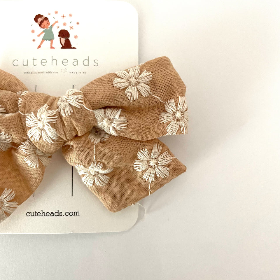 Floral Double Gauze Boho Bow with Alligator Clips