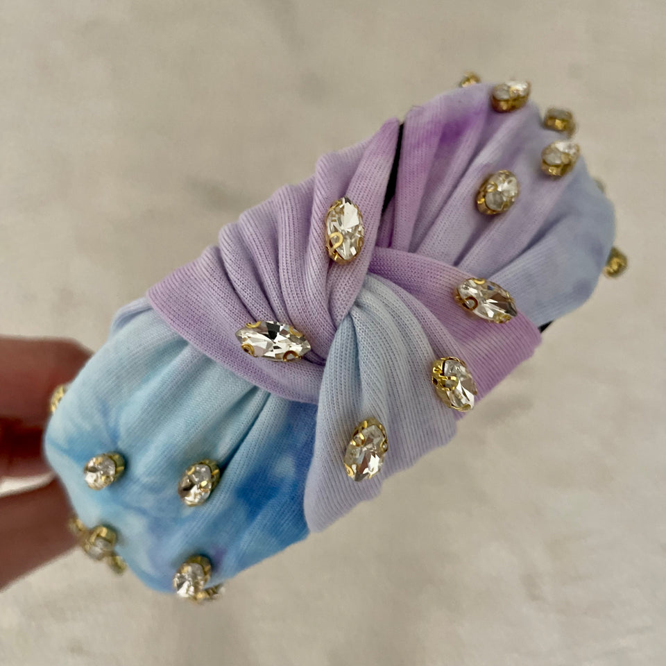 Bejeweled Tie Die Jersey Topknot Headband