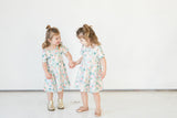 Girl's Pale Blue Cotton Jersey Easter Bunny Print Skater Dress