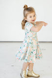 Girl's Pale Blue Cotton Jersey Easter Bunny Print Skater Dress