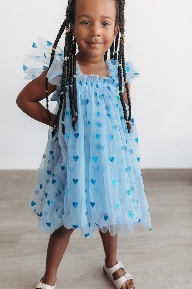 little girls  special occasion blue sparkly dress