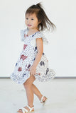 Girl's Black and White Cow Print Cotton Jersey Country Rodeo Dress