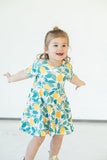 Girl's Lemon Print Jersey Spring Skater Dress