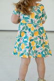 Girl's Lemon Print Jersey Spring Skater Dress
