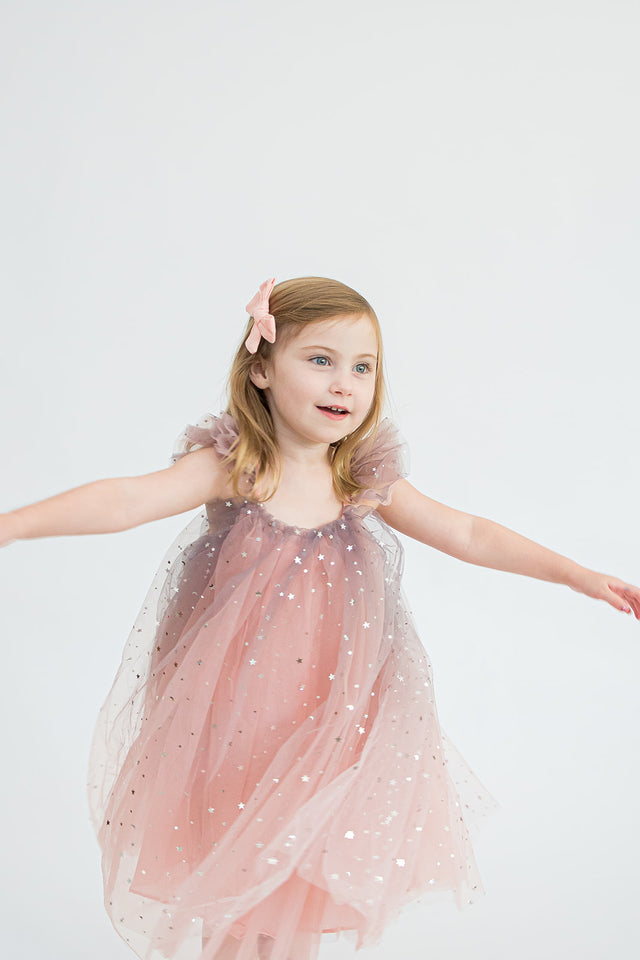 Girls Soft Pink Linen Ballet Bow with Alligator Clip