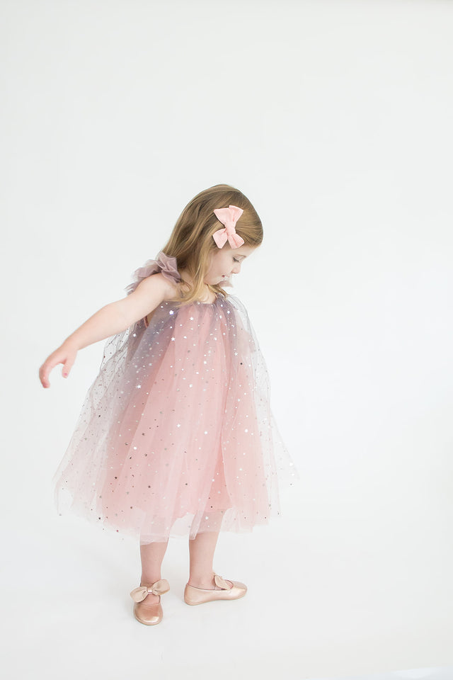 blush pink tulle flower girl dress