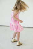 Girl's Pink Tie Dye Jersey Twirl Dress with Tiered Skirt