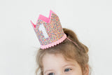 Rainbow Crown for Half Birthday Party- Glitter Birthday Crown, Birthday Hats for Kids, Baby's Birthday Photo Props, Crown Birthday Decoration, Little Girls Hair Accessories Party